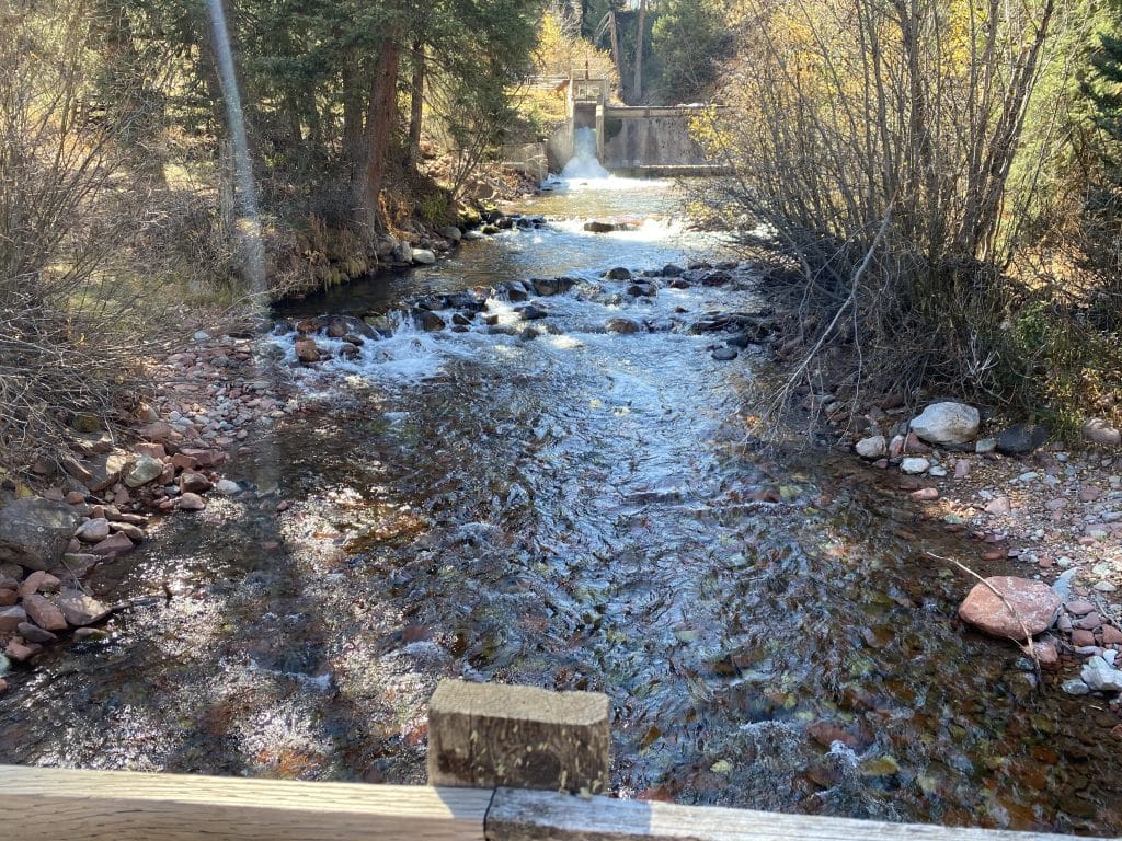 Image of Maroon Creek with the 100-year-old dam that delivered water to the hydropower plant.