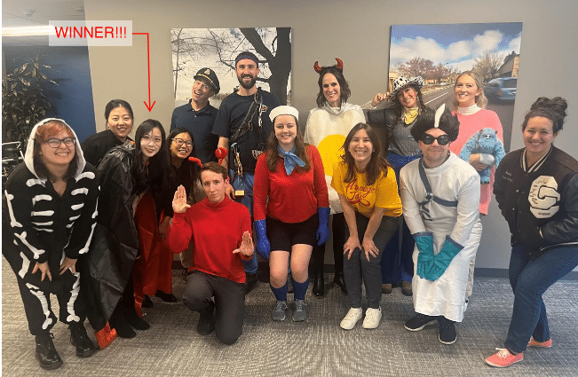 Competing in a Halloween costume contest in the office!